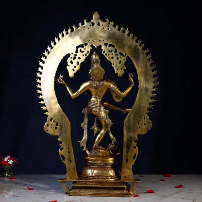 LARGE SIZE ANTIQUE BRASS NATARAJ IDOL HEIGHT 25.5 INCH