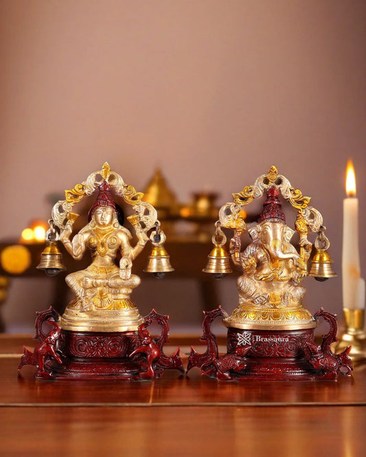 Brass Artistic Lakshmi Ganesh Height 8.2 Inches Weight 4.34 Kgs