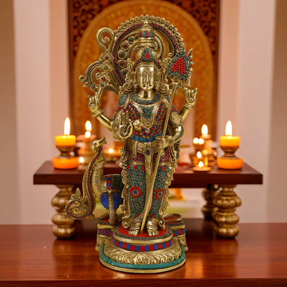 Brassaura™ Kartikeya Murugan Statue – 20 Inches Height, 13.85 Kgs – Exquisite Brass Idol
