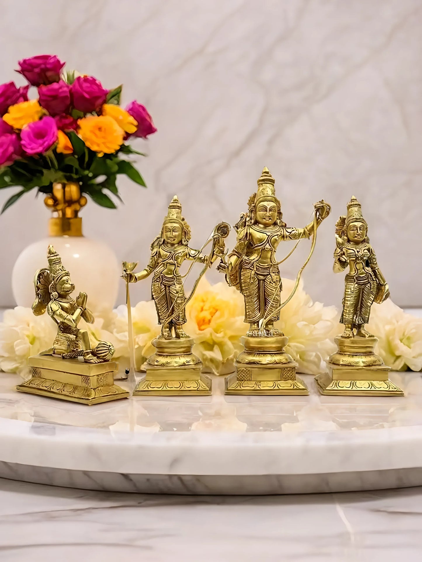 Brassaura™ Brass Ram Darbar Idol – Height 23 Inches & Weight 34 Kgs | Exquisite Handcrafted Sculpture for Temple Use