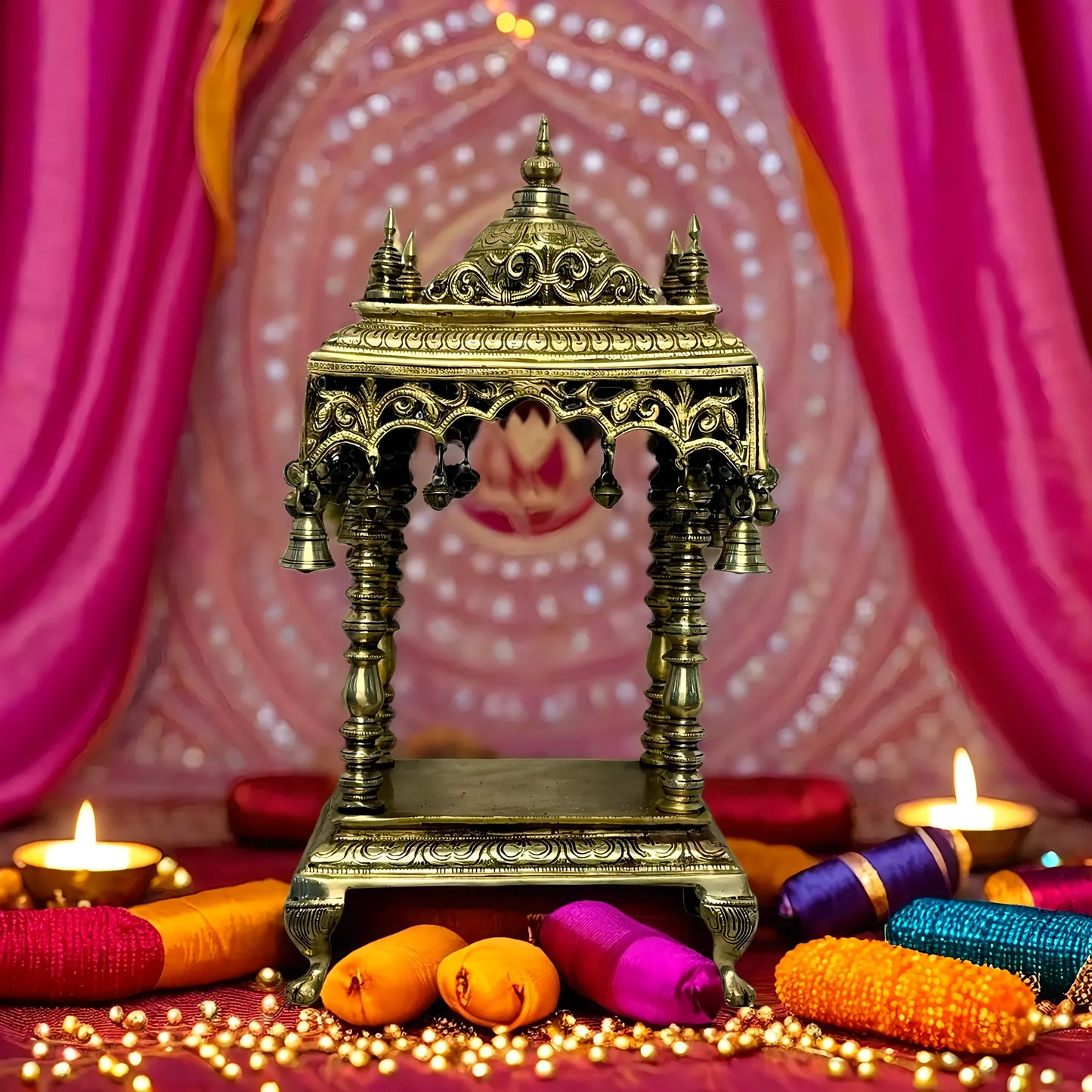 Brassaura™ Brass Temple Statue – Height 21 Inches & Weight 14.8 Kgs | Home Temple & Spiritual Décor