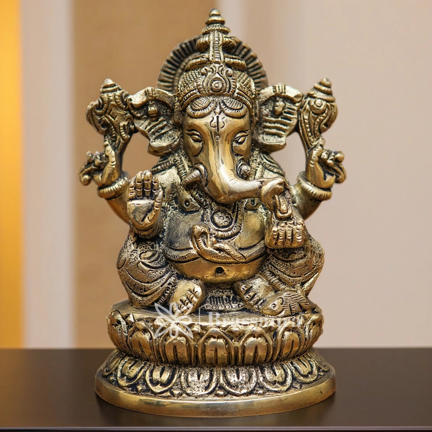 Brass Ganesha Statue For Home Decor And Gift Item Weight 1 Kg And Height 5 Inches