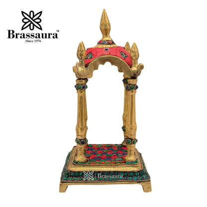 Brass Gem Stone Work Temple Idol for Home and Decor Weight 2.3 Kg Height 26 cm