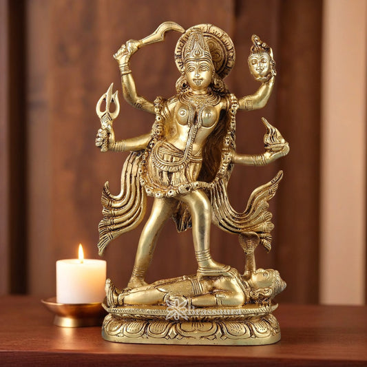 Brassaura™ Decorative Brass Kali Maa Statue – Height 9.44 Inches & Weight 3.41 Kgs | Puja Room Idol