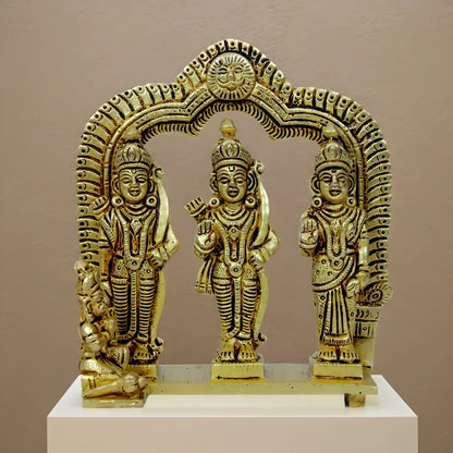Brassaura™ Brass Ram Darbar Idol – Height 8 Inches & Weight 0.96 Kgs | Traditional Craftsmanship for Pooja & Meditation