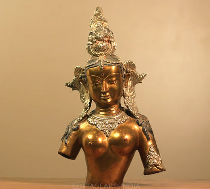 ब्रासोरा® वृंदावन वेणुगोपाल कृष्ण पीतल की प्रतिमा मोर के साथ | एंटीक नीला और सुनहरा रंग | ऊँचाई 20 इंच