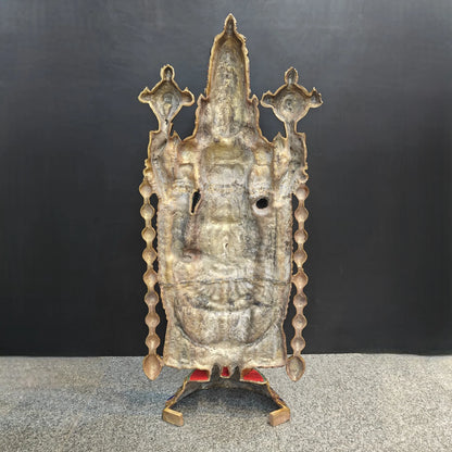 ब्रासोरा® वृंदावन वेणुगोपाल कृष्ण पीतल की प्रतिमा मोर के साथ | एंटीक नीला और सुनहरा रंग | ऊँचाई 20 इंच