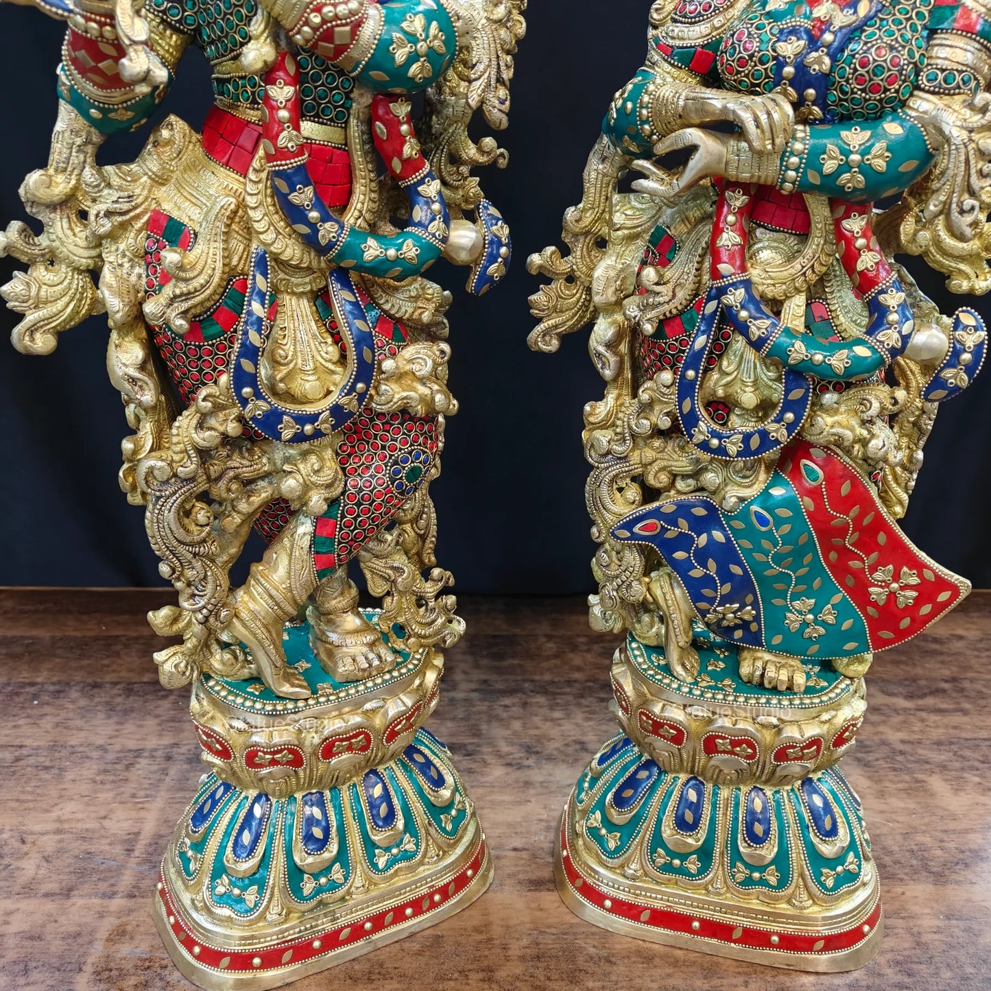 Brassaura® Brass Radha Krishna Idol Set | Handcrafted Gopi Gopal Murti for Home Temple, Living Room & Spiritual Décor | 29 Inches | 33 Kg