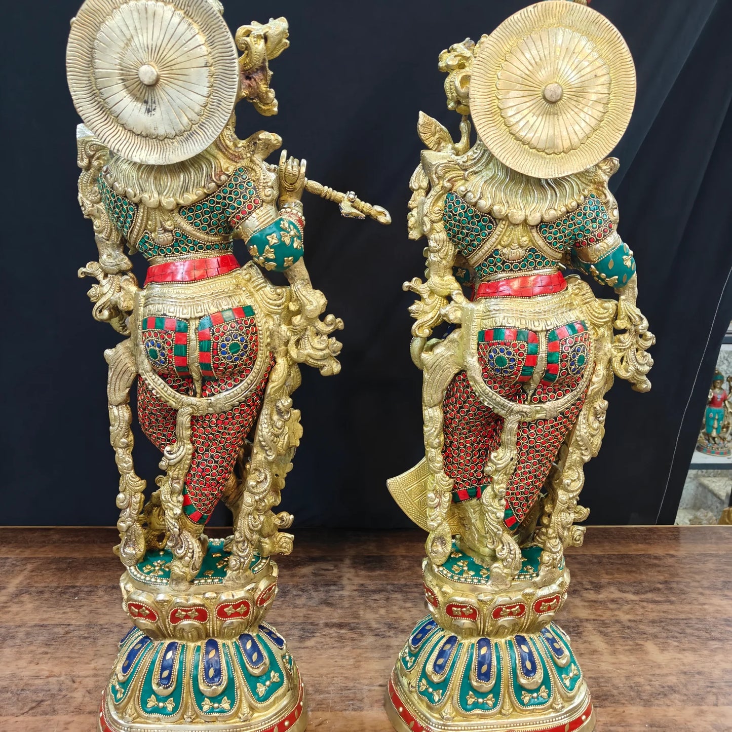 Brassaura® Brass Radha Krishna Idol Set | Handcrafted Gopi Gopal Murti for Home Temple, Living Room & Spiritual Décor | 29 Inches | 33 Kg