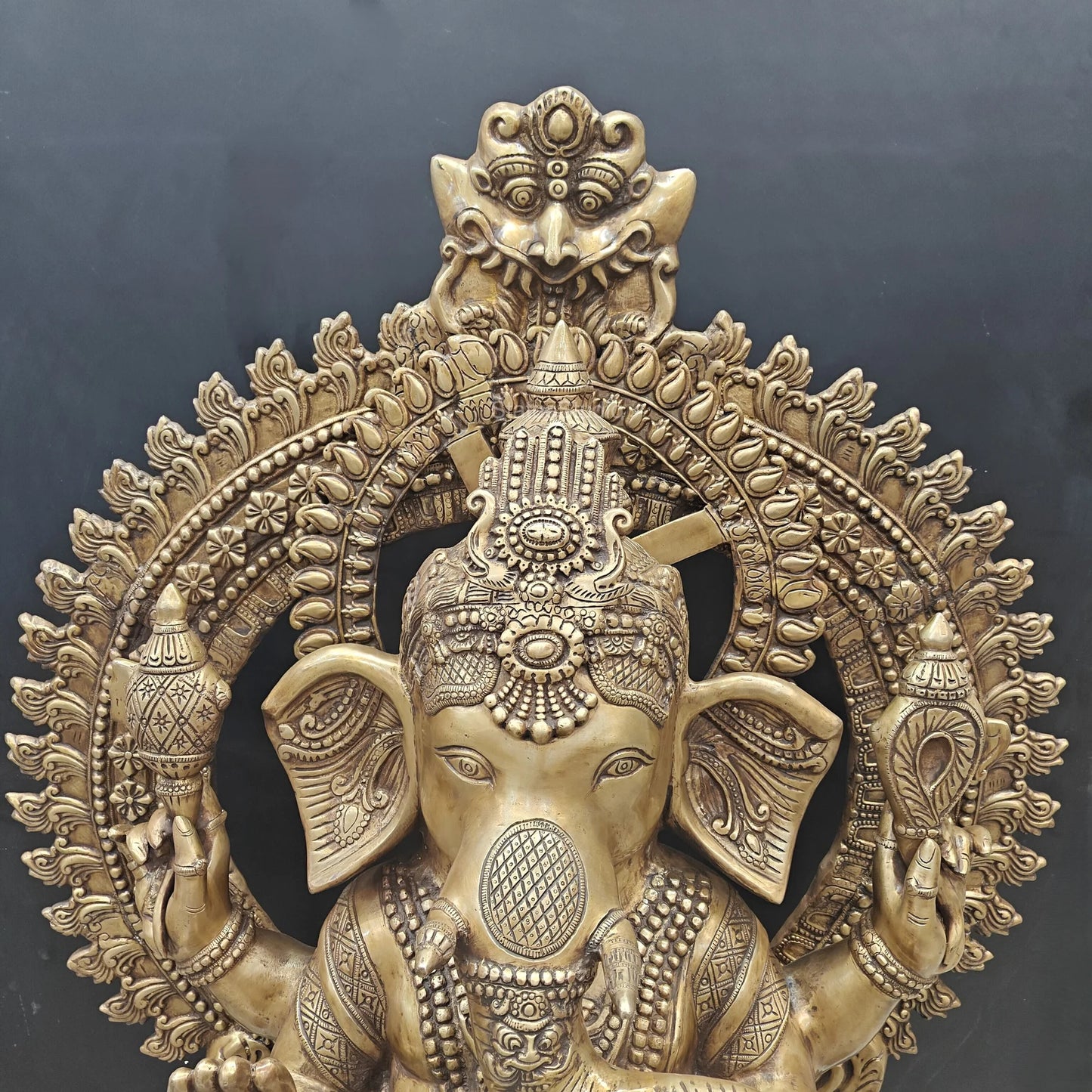 Brassaura® Brass Lord Ganesha Idol | Handcrafted Ganpati Murti for Home Temple, Living Room & Spiritual Décor | 50 Inches | 130 Kg