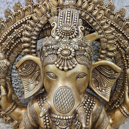 Brassaura® Brass Lord Ganesha Idol | Handcrafted Ganpati Murti for Home Temple, Living Room & Spiritual Décor | 50 Inches | 130 Kg