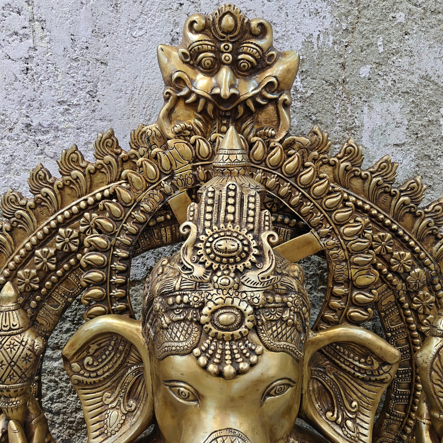 Brassaura® Brass Lord Ganesha Idol | Handcrafted Ganpati Murti for Home Temple, Living Room & Spiritual Décor | 50 Inches | 130 Kg