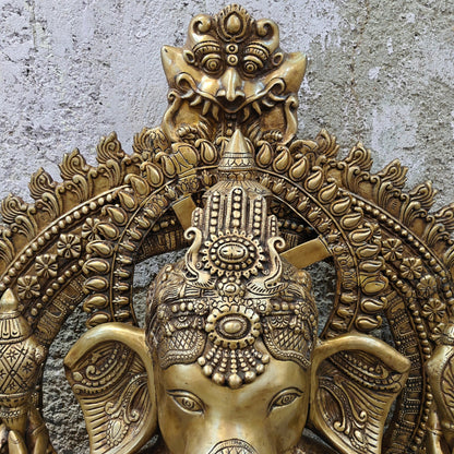 Brassaura® Brass Lord Ganesha Idol | Handcrafted Ganpati Murti for Home Temple, Living Room & Spiritual Décor | 50 Inches | 130 Kg