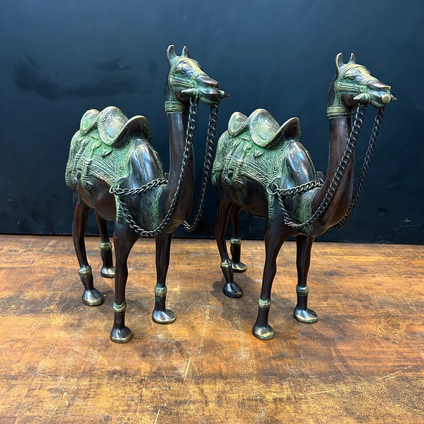 Brassaura® Brass Camel Statue Set | Handcrafted Decorative Camel Figurines for Living Room, Home Décor & Office Showpiece | 17 Inches | 15.8 Kg