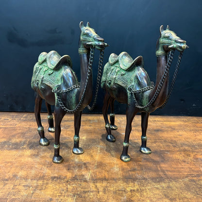 Brassaura® Brass Camel Statue Set | Handcrafted Decorative Camel Figurines for Living Room, Home Décor & Office Showpiece | 17 Inches | 15.8 Kg