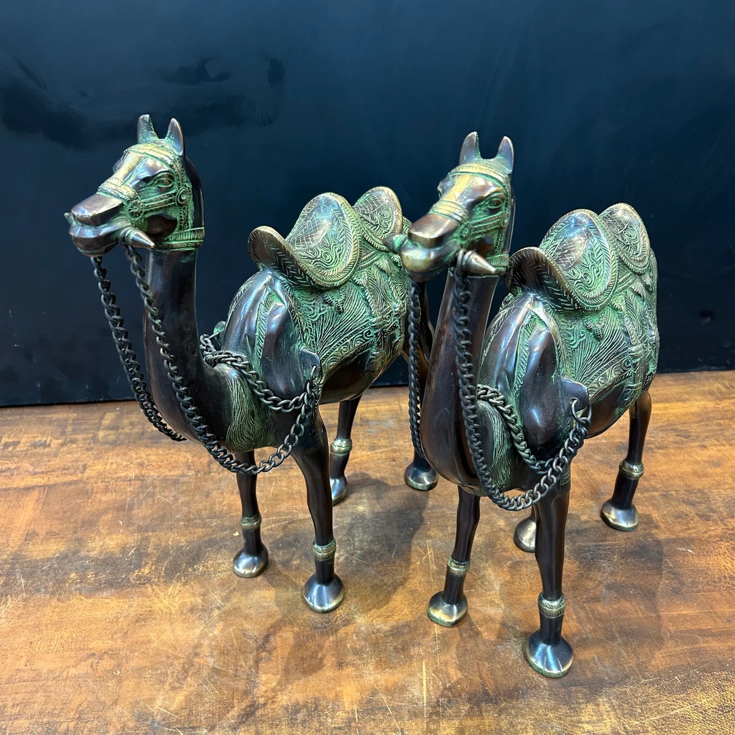 Brassaura® Brass Camel Statue Set | Handcrafted Decorative Camel Figurines for Living Room, Home Décor & Office Showpiece | 17 Inches | 15.8 Kg