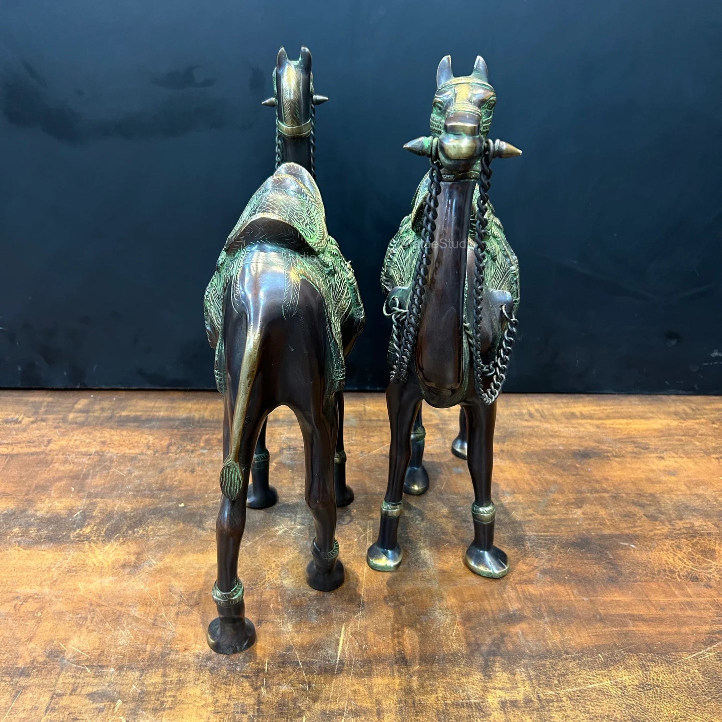 Brassaura® Brass Camel Statue Set | Handcrafted Decorative Camel Figurines for Living Room, Home Décor & Office Showpiece | 17 Inches | 15.8 Kg
