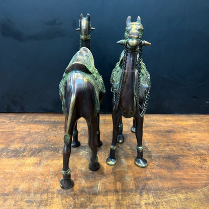 Brassaura® Brass Camel Statue Set | Handcrafted Decorative Camel Figurines for Living Room, Home Décor & Office Showpiece | 17 Inches | 15.8 Kg
