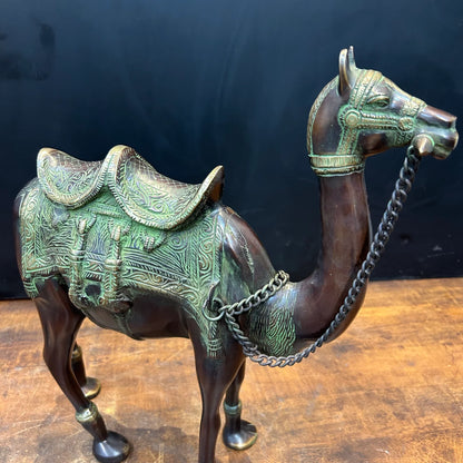 Brassaura® Brass Camel Statue Set | Handcrafted Decorative Camel Figurines for Living Room, Home Décor & Office Showpiece | 17 Inches | 15.8 Kg