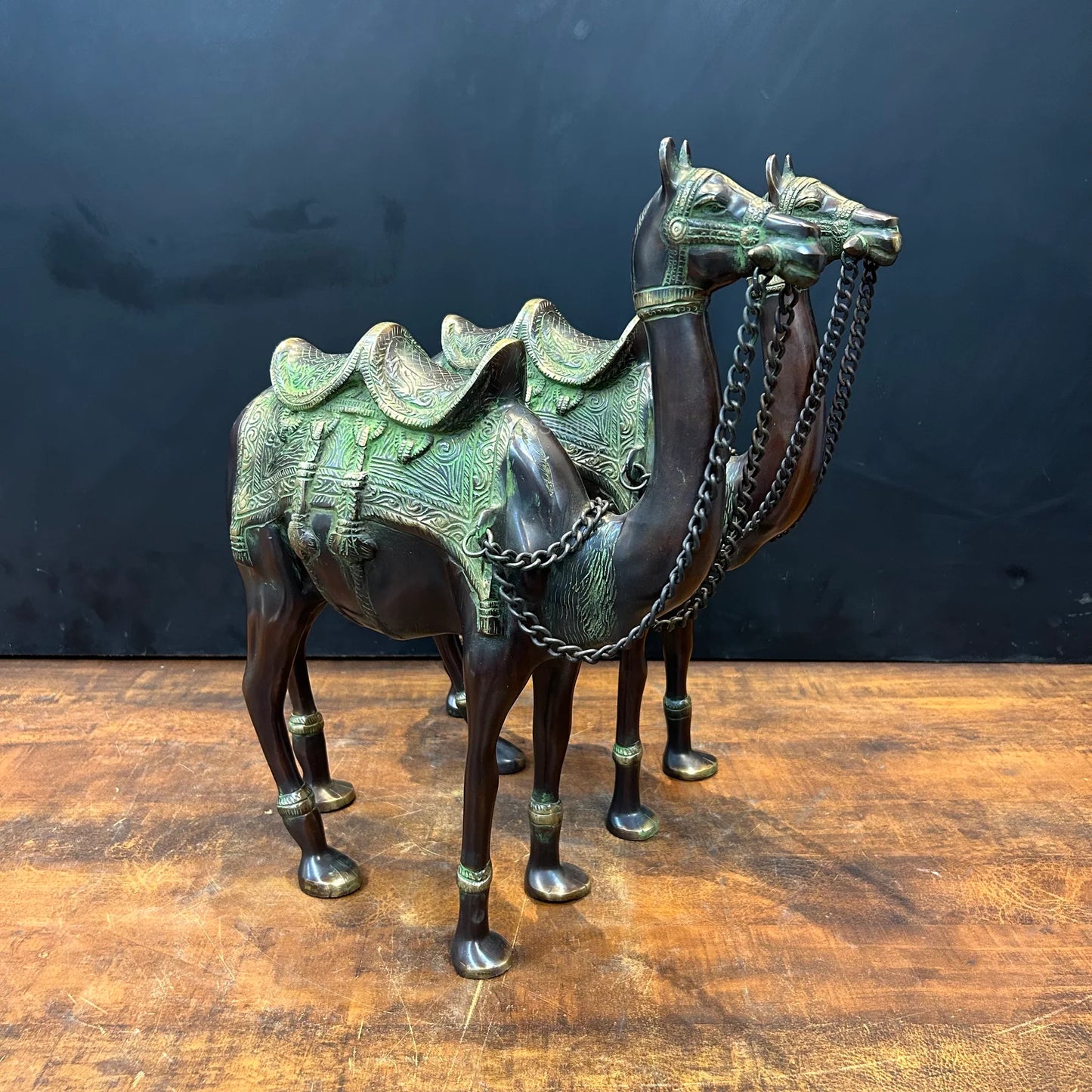 Brassaura® Brass Camel Statue Set | Handcrafted Decorative Camel Figurines for Living Room, Home Décor & Office Showpiece | 17 Inches | 15.8 Kg