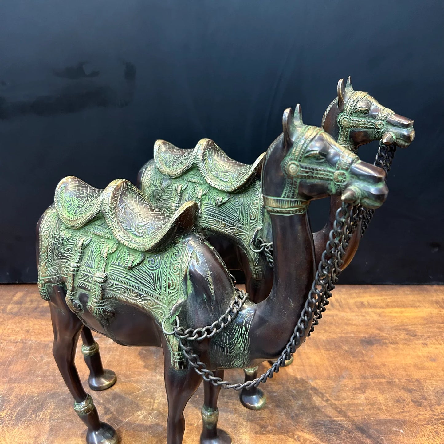 Brassaura® Brass Camel Statue Set | Handcrafted Decorative Camel Figurines for Living Room, Home Décor & Office Showpiece | 17 Inches | 15.8 Kg