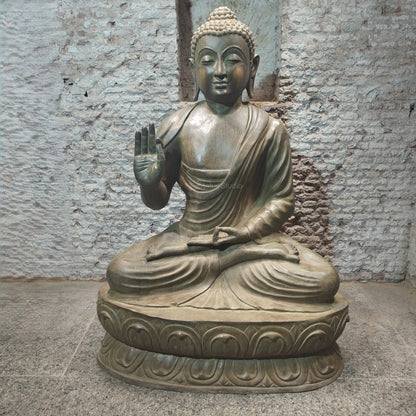 Brassaura® Brass Meditating Buddha Statue | Handcrafted Gautam Buddha Idol for Home, Meditation Room, Garden & Spiritual Décor | 68 Inches | 245 Kg