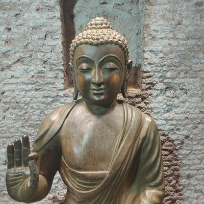 Brassaura® Brass Meditating Buddha Statue | Handcrafted Gautam Buddha Idol for Home, Meditation Room, Garden & Spiritual Décor | 68 Inches | 245 Kg