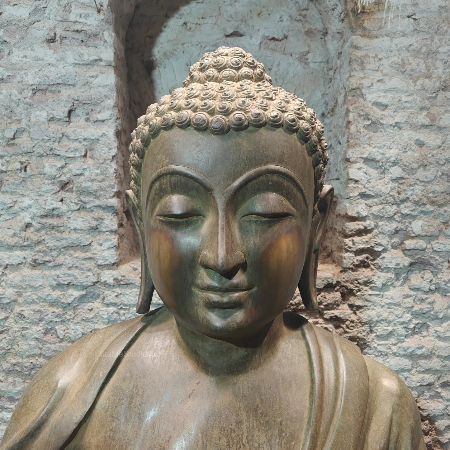 Brassaura® Brass Meditating Buddha Statue | Handcrafted Gautam Buddha Idol for Home, Meditation Room, Garden & Spiritual Décor | 68 Inches | 245 Kg