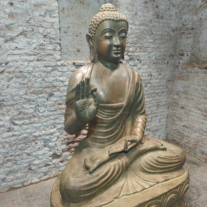 Brassaura® Brass Meditating Buddha Statue | Handcrafted Gautam Buddha Idol for Home, Meditation Room, Garden & Spiritual Décor | 68 Inches | 245 Kg