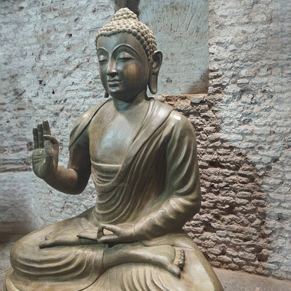 Brassaura® Brass Meditating Buddha Statue | Handcrafted Gautam Buddha Idol for Home, Meditation Room, Garden & Spiritual Décor | 68 Inches | 245 Kg