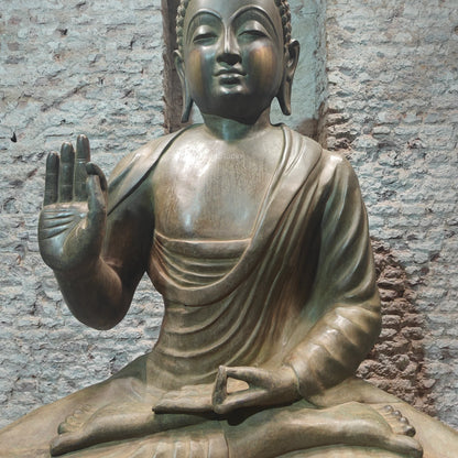 Brassaura® Brass Meditating Buddha Statue | Handcrafted Gautam Buddha Idol for Home, Meditation Room, Garden & Spiritual Décor | 68 Inches | 245 Kg