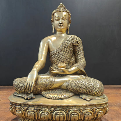 ब्रासोरा® वृंदावन वेणुगोपाल कृष्ण पीतल की प्रतिमा मोर के साथ | एंटीक नीला और सुनहरा रंग | ऊँचाई 20 इंच