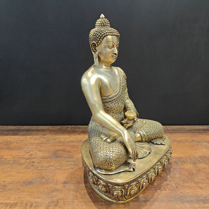 ब्रासोरा® वृंदावन वेणुगोपाल कृष्ण पीतल की प्रतिमा मोर के साथ | एंटीक नीला और सुनहरा रंग | ऊँचाई 20 इंच