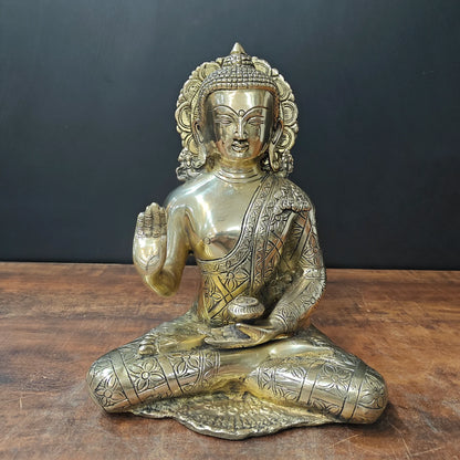 ब्रासोरा® वृंदावन वेणुगोपाल कृष्ण पीतल की प्रतिमा मोर के साथ | एंटीक नीला और सुनहरा रंग | ऊँचाई 20 इंच