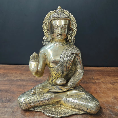 ब्रासोरा® वृंदावन वेणुगोपाल कृष्ण पीतल की प्रतिमा मोर के साथ | एंटीक नीला और सुनहरा रंग | ऊँचाई 20 इंच