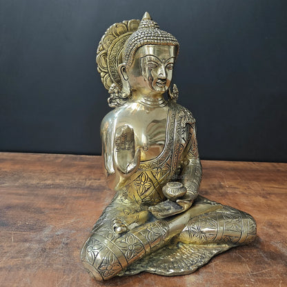 ब्रासोरा® वृंदावन वेणुगोपाल कृष्ण पीतल की प्रतिमा मोर के साथ | एंटीक नीला और सुनहरा रंग | ऊँचाई 20 इंच