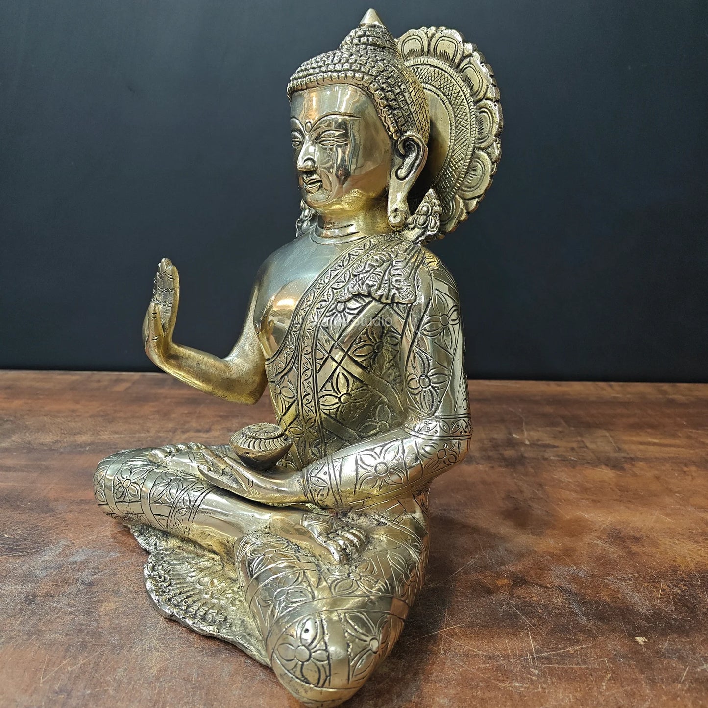 ब्रासोरा® वृंदावन वेणुगोपाल कृष्ण पीतल की प्रतिमा मोर के साथ | एंटीक नीला और सुनहरा रंग | ऊँचाई 20 इंच
