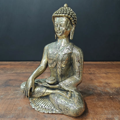 ब्रासोरा® वृंदावन वेणुगोपाल कृष्ण पीतल की प्रतिमा मोर के साथ | एंटीक नीला और सुनहरा रंग | ऊँचाई 20 इंच