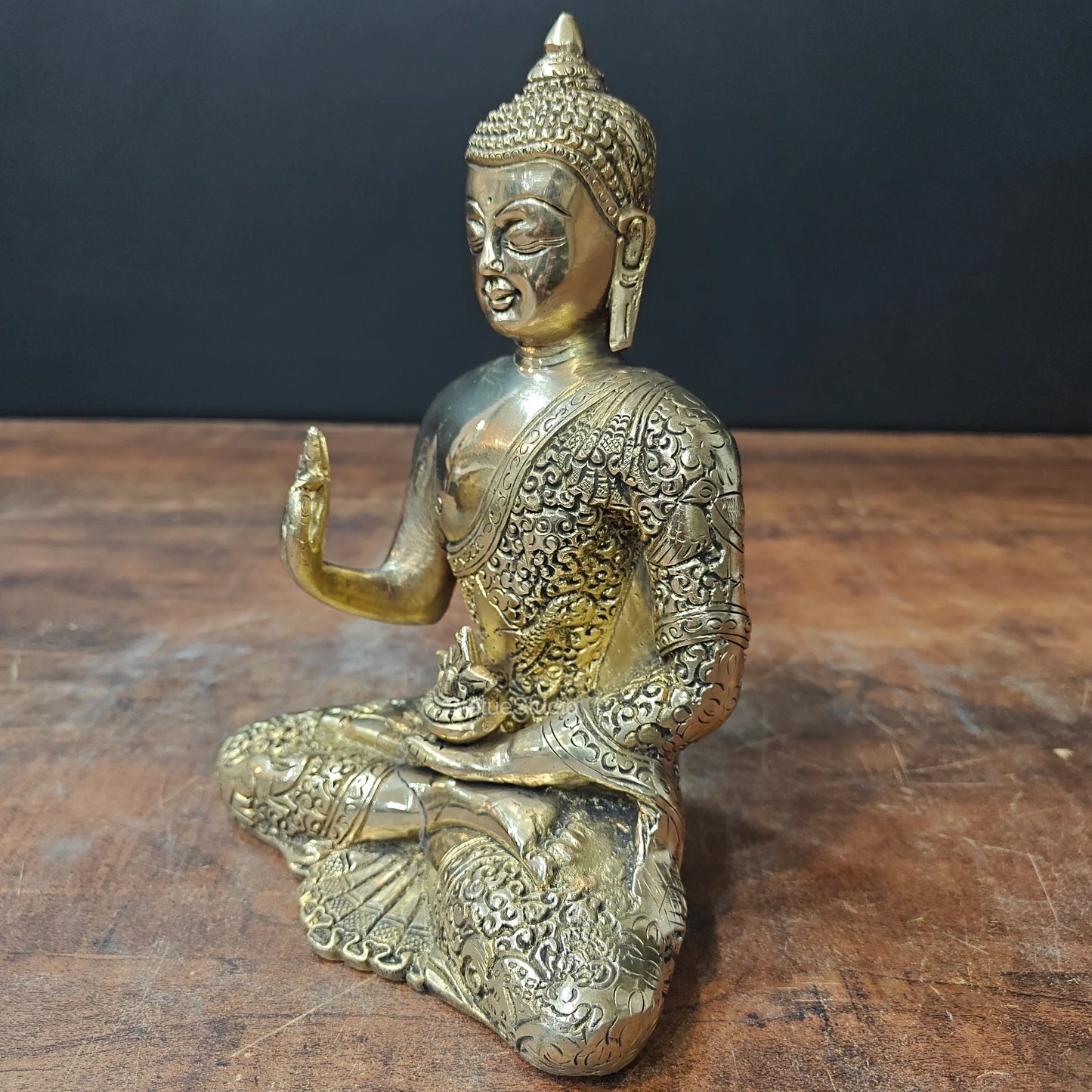 ब्रासोरा® वृंदावन वेणुगोपाल कृष्ण पीतल की प्रतिमा मोर के साथ | एंटीक नीला और सुनहरा रंग | ऊँचाई 20 इंच