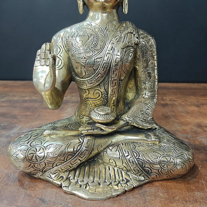 ब्रासोरा® वृंदावन वेणुगोपाल कृष्ण पीतल की प्रतिमा मोर के साथ | एंटीक नीला और सुनहरा रंग | ऊँचाई 20 इंच