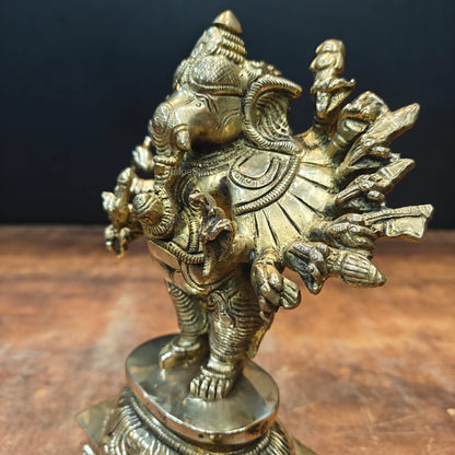 ब्रासोरा® वृंदावन वेणुगोपाल कृष्ण पीतल की प्रतिमा मोर के साथ | एंटीक नीला और सुनहरा रंग | ऊँचाई 20 इंच