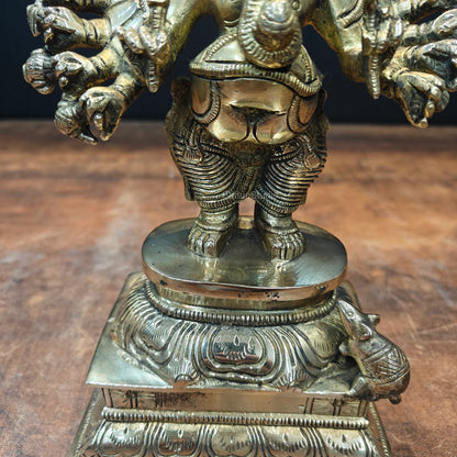 ब्रासोरा® वृंदावन वेणुगोपाल कृष्ण पीतल की प्रतिमा मोर के साथ | एंटीक नीला और सुनहरा रंग | ऊँचाई 20 इंच