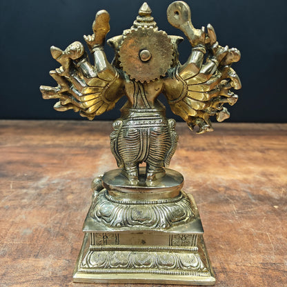 ब्रासोरा® वृंदावन वेणुगोपाल कृष्ण पीतल की प्रतिमा मोर के साथ | एंटीक नीला और सुनहरा रंग | ऊँचाई 20 इंच