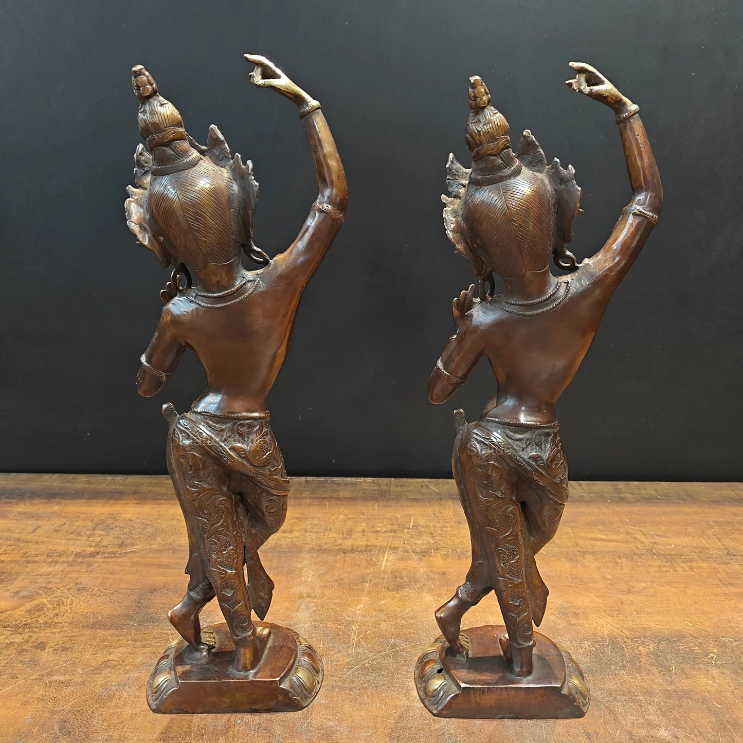 Brassaura® Brass Dancing Tara Statue Set of 2 | Handcrafted Goddess Tara Sculptures for Home Décor, Meditation Room & Spiritual Gifting | 20 Inches | 8.8 Kg