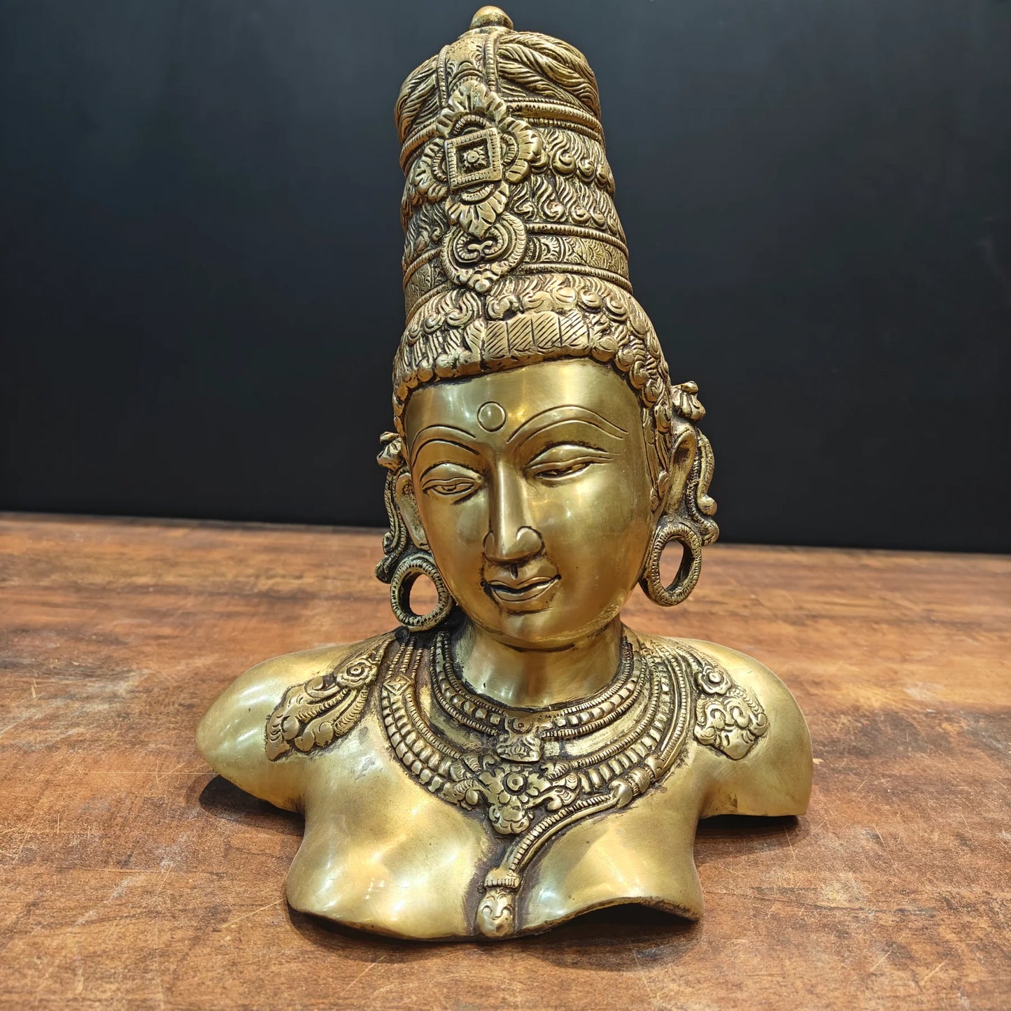 Brassaura® Brass Goddess Parvati Head Statue | Divine Parvati Bust for Home Décor, Pooja Room & Spiritual Gifting | 12 Inches | 5.2 Kg