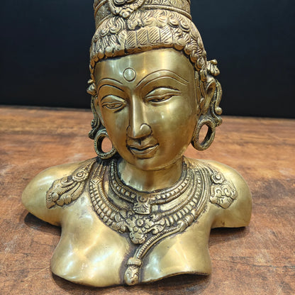 Brassaura® Brass Goddess Parvati Head Statue | Divine Parvati Bust for Home Décor, Pooja Room & Spiritual Gifting | 12 Inches | 5.2 Kg