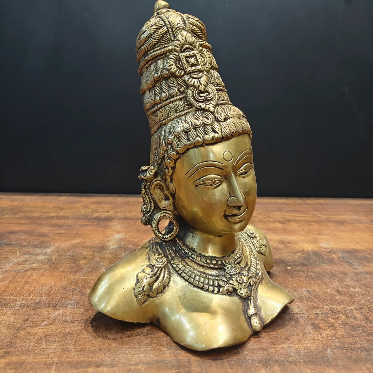 Brassaura® Brass Goddess Parvati Head Statue | Divine Parvati Bust for Home Décor, Pooja Room & Spiritual Gifting | 12 Inches | 5.2 Kg