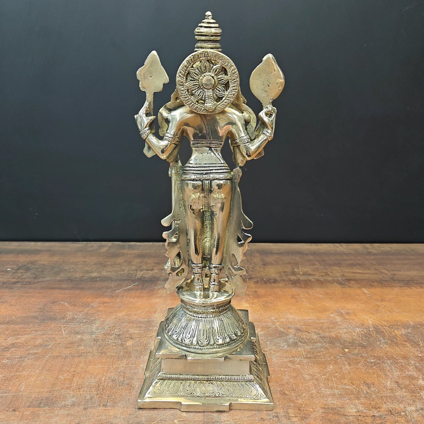Brassaura® Lord Vishnu Brass Idol | Handcrafted Standing Vishnu Murti for Home Temple, Spiritual Décor & Vastu | 14.5 Inches | 5 Kg
