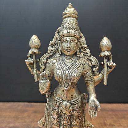 Brassaura® Brass Goddess Lakshmi Idol | Standing Lakshmi Devi Murti for Home Temple, Pooja Room, Spiritual Décor & Vastu | 14 Inches | 4.8 Kg