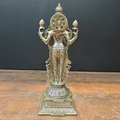 Brassaura® Brass Goddess Lakshmi Idol | Standing Lakshmi Devi Murti for Home Temple, Pooja Room, Spiritual Décor & Vastu | 14 Inches | 4.8 Kg